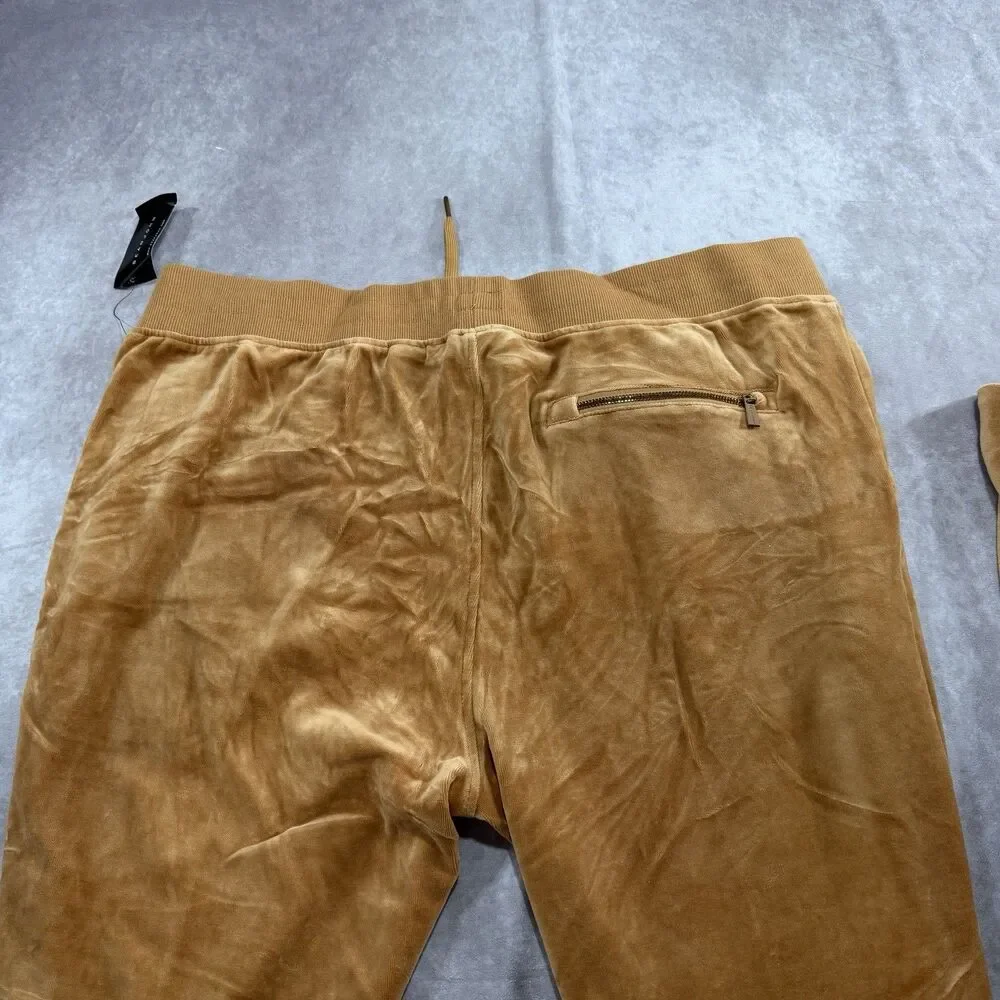 Vintage Sean John 2XL Y2K Velvet Velour Tracksuit Set Pants Hoodie Brown